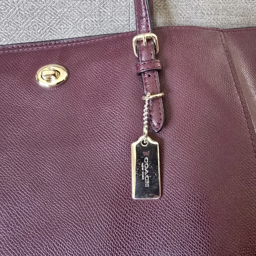 Coach Oxblood Pebbled Leather Tote Bag – Burgundy / Wine